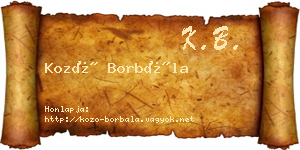 Kozó Borbála névjegykártya